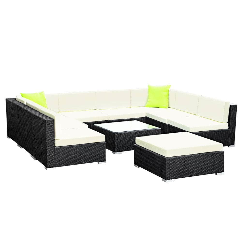 10PC Outdoor Furniture Sofa Set Wicker Garden Patio Lounge