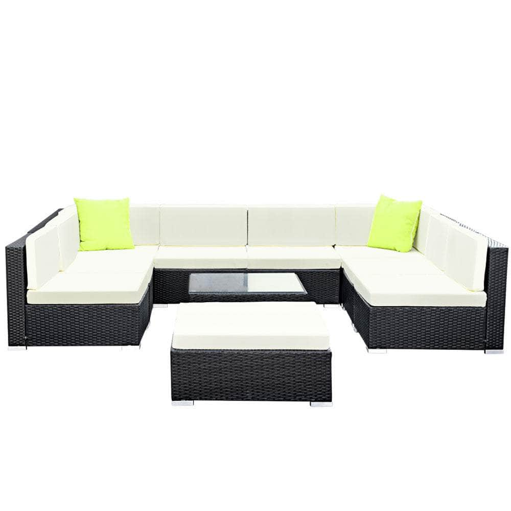 10PC Outdoor Furniture Sofa Set Wicker Garden Patio Lounge