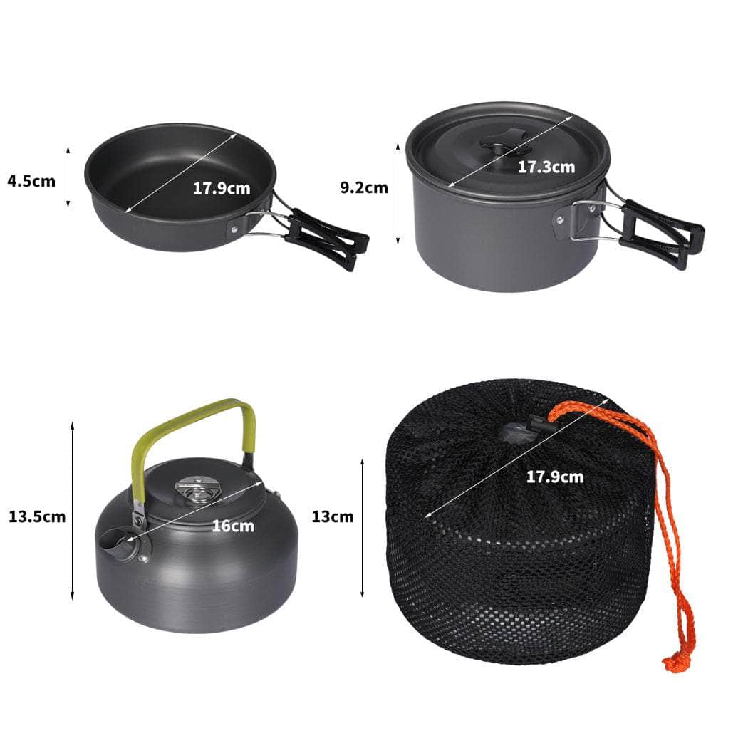 10Pcs Camping Cookware Set Cooking Bowl Pot Pan