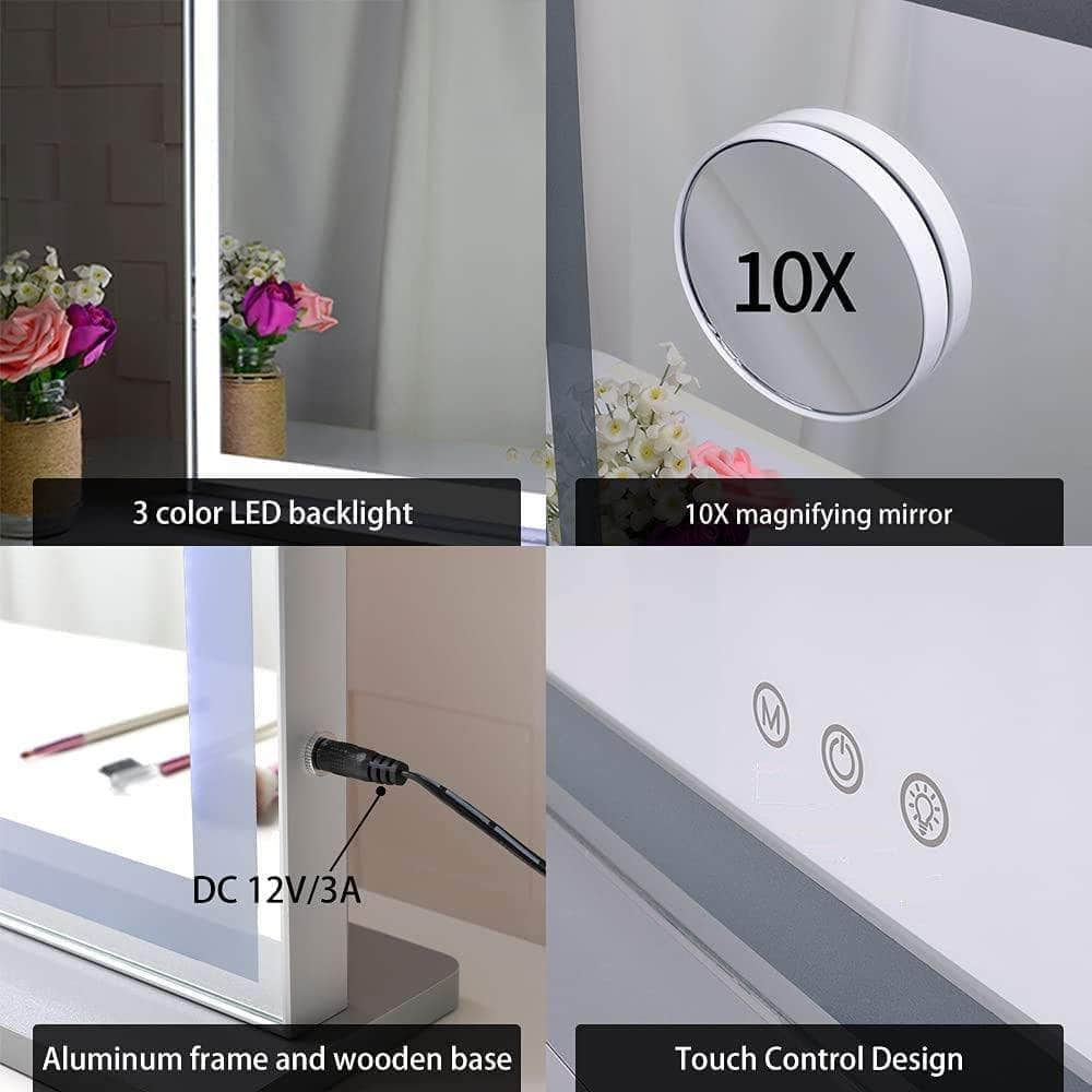 10X Magnification Mirror With Dimmable Light (71 X 57 Cm,)