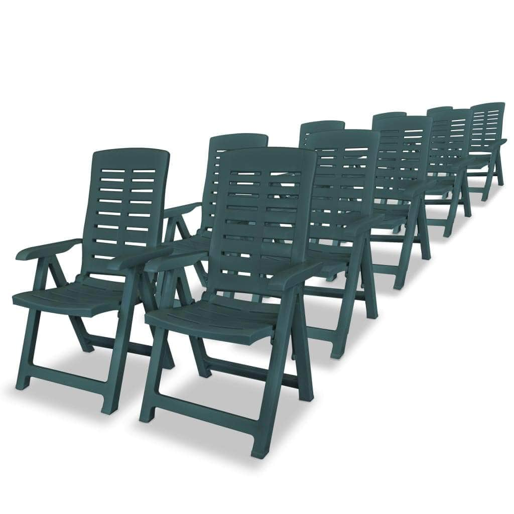 11 Piece Outdoor Dining Set Plastic Green