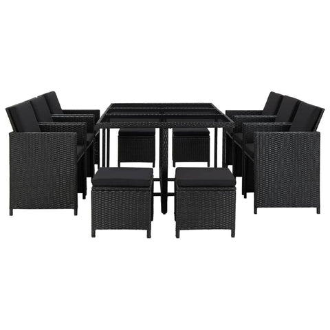 11 Piece Outdoor Dining Set with Cushions Poly Rattan