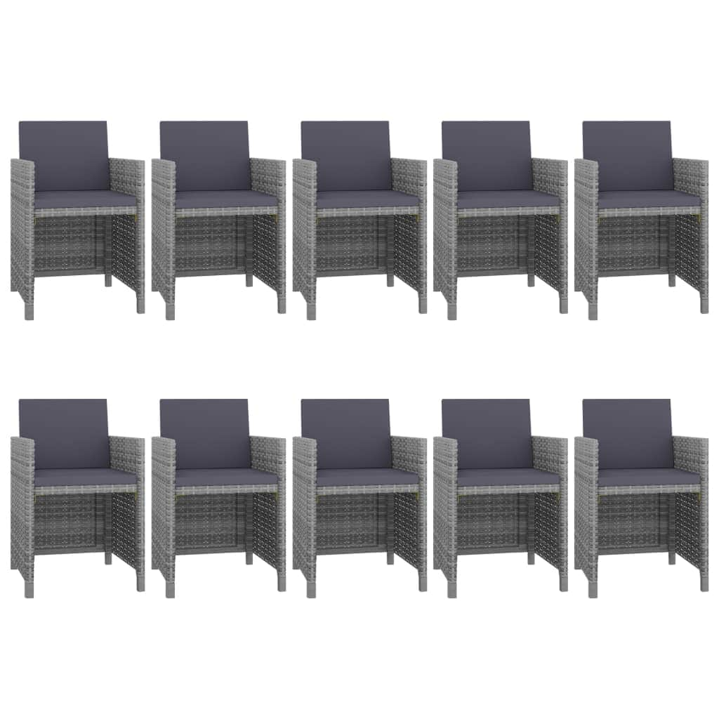 11 Piece Outdoor Dining Set with Cushions Poly Rattan Grey