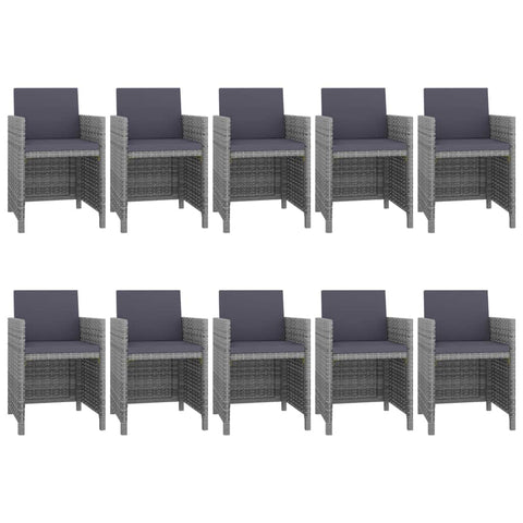 11 Piece Outdoor Dining Set with Cushions Poly Rattan Grey