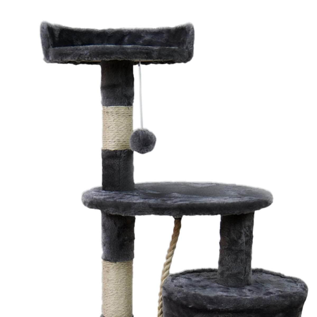 110cm Cat Tree Scratching Post - Beige/Dark Grey/Silver Grey