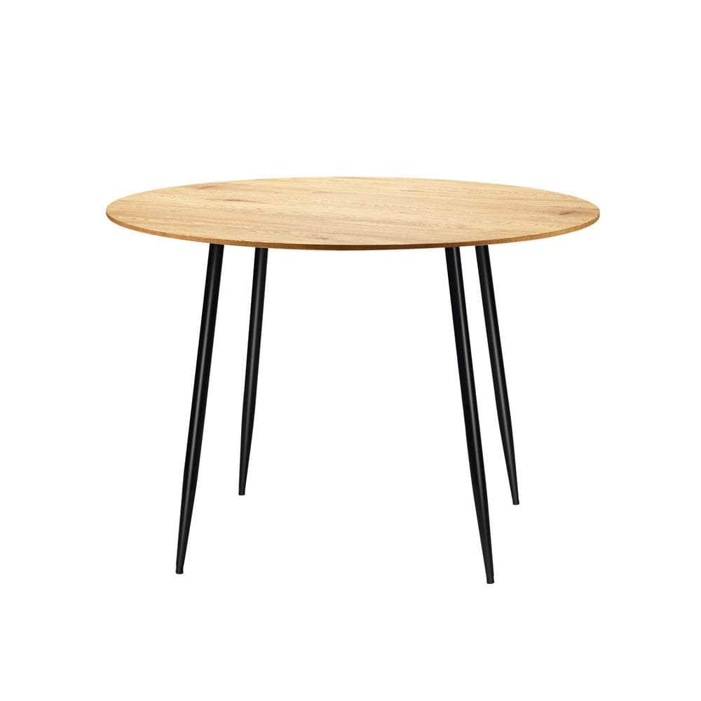 110cm Round Dining Table With Metal Legs Wooden Black