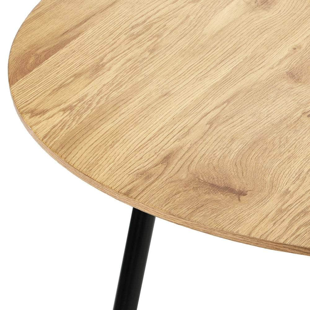 110cm Round Dining Table With Metal Legs Wooden Black