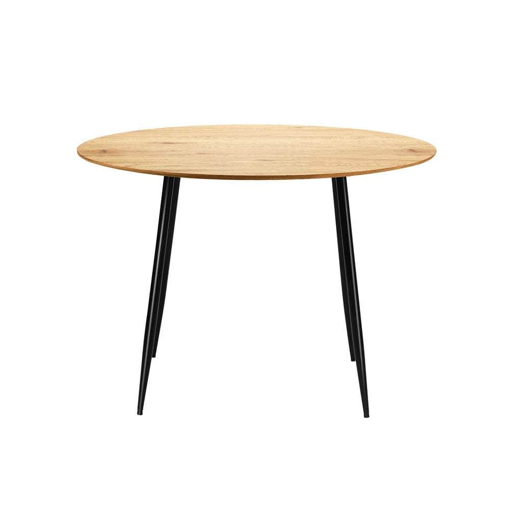 110cm Round Dining Table With Metal Legs Wooden Black