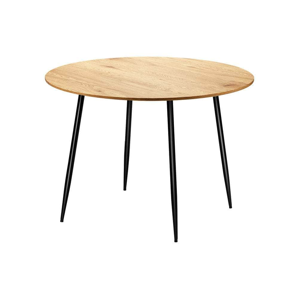 110cm Round Dining Table With Metal Legs Wooden Black