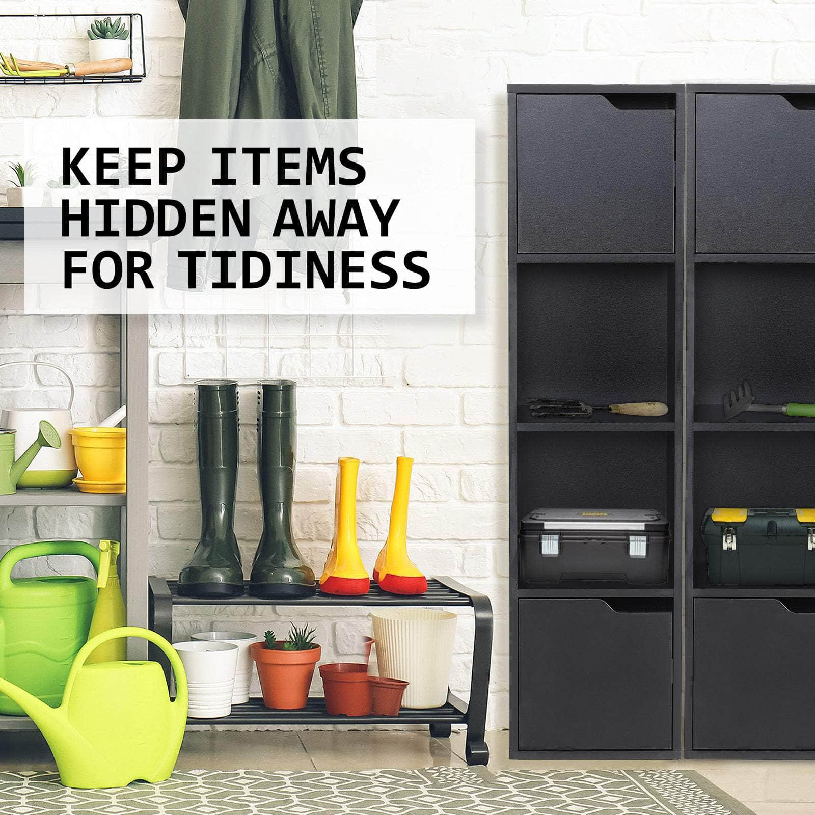 119Cm Black Bathroom Storage Cabinet Tall Slim