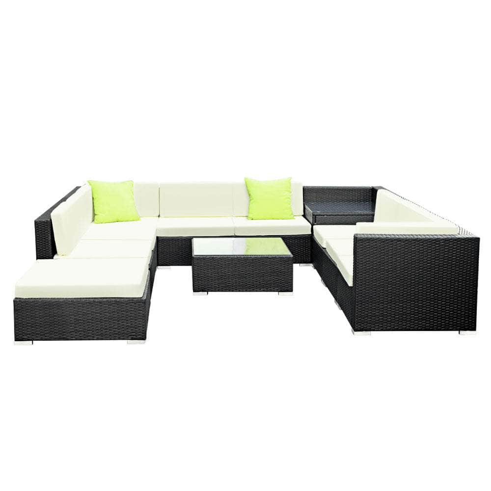 11Pc Outdoor Furniture Sofa Set Wicker Garden Patio Lounge