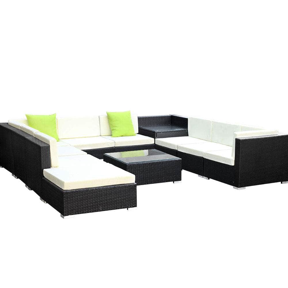 11Pc Outdoor Furniture Sofa Set Wicker Garden Patio Lounge