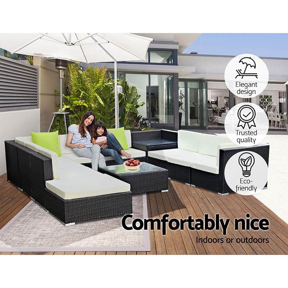 11PC Outdoor Furniture Sofa Set Wicker Garden Patio Lounge