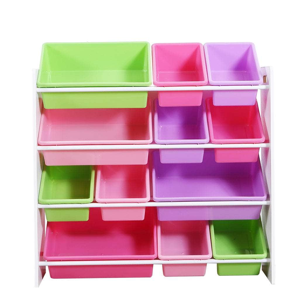 12 Bins Kids Toy Box Bookshelf Organiser Drawer