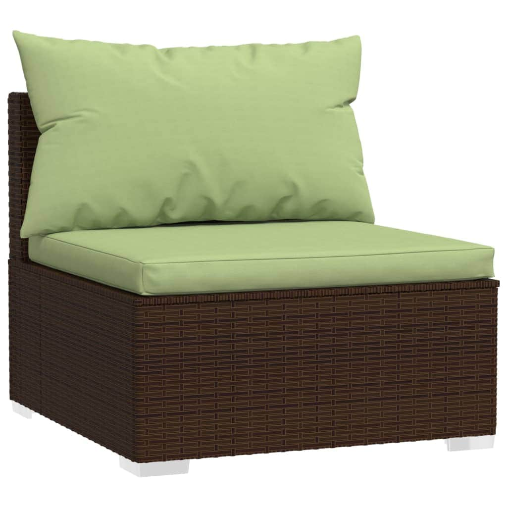 12 Piece Garden Lounge Set Brown with Cushions Poly Rattan