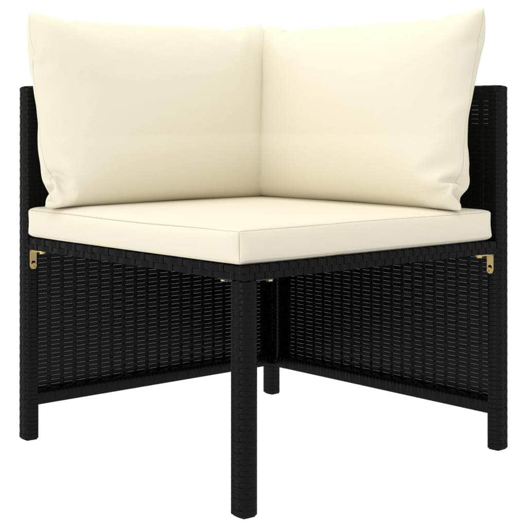 12-Piece Garden Lounge Set with Cushions Poly Rattan Black