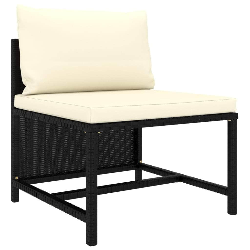 12-Piece Garden Lounge Set with Cushions Poly Rattan Black