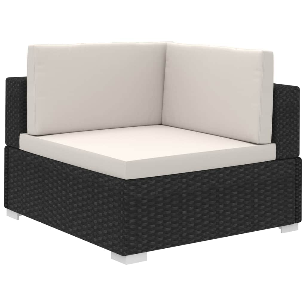 12 Piece Garden Lounge Set with Cushions Poly Rattan Black