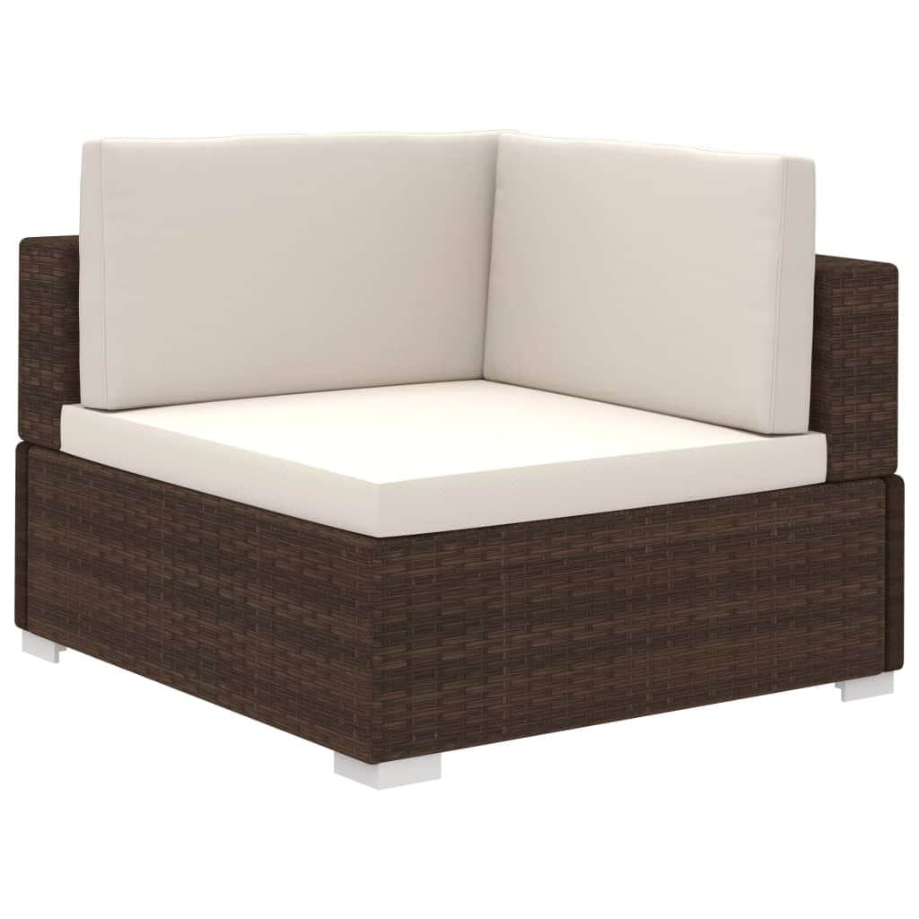 12 Piece Garden Lounge Set with Cushions Poly Rattan Brown