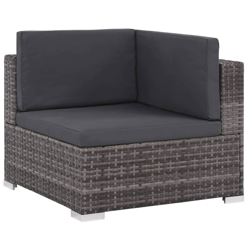 12 Piece Garden Lounge Set with Cushions Poly Rattan Grey