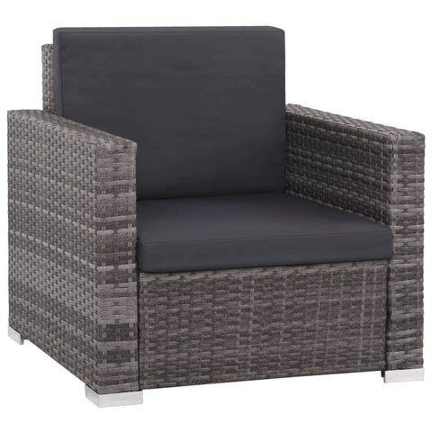 12 Piece Garden Lounge Set with Cushions Poly Rattan Grey