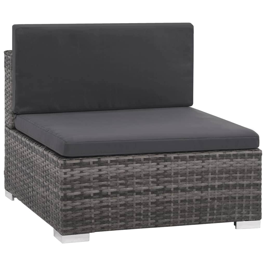 12 Piece Garden Lounge Set with Cushions Poly Rattan Grey