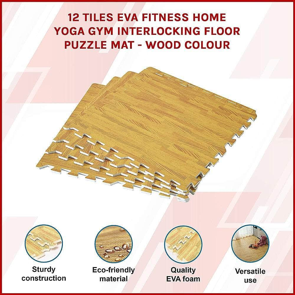 12 Tiles EVA Fitness Home Yoga Gym Interlocking Floor Puzzle Mat