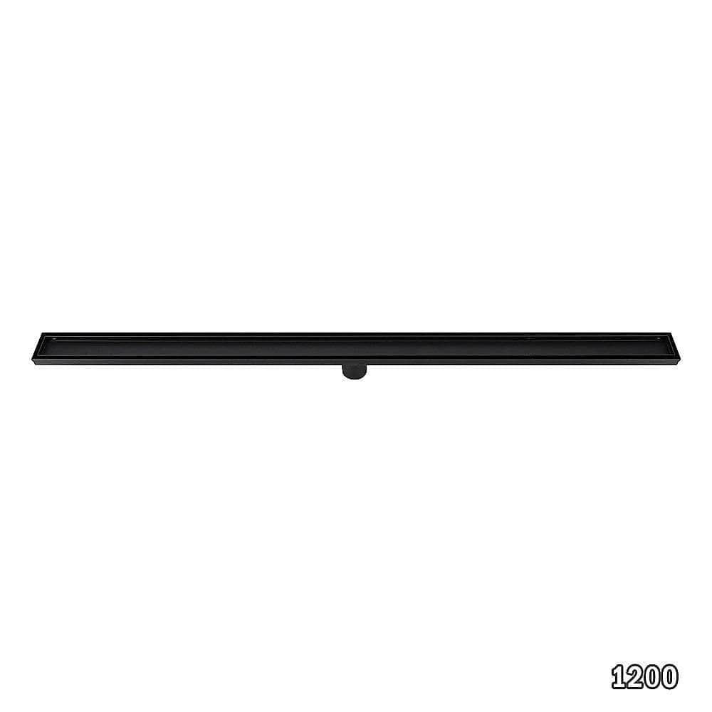 1200mm Black Tile Insert Shower Drain - Centre Outlet Floor Waste