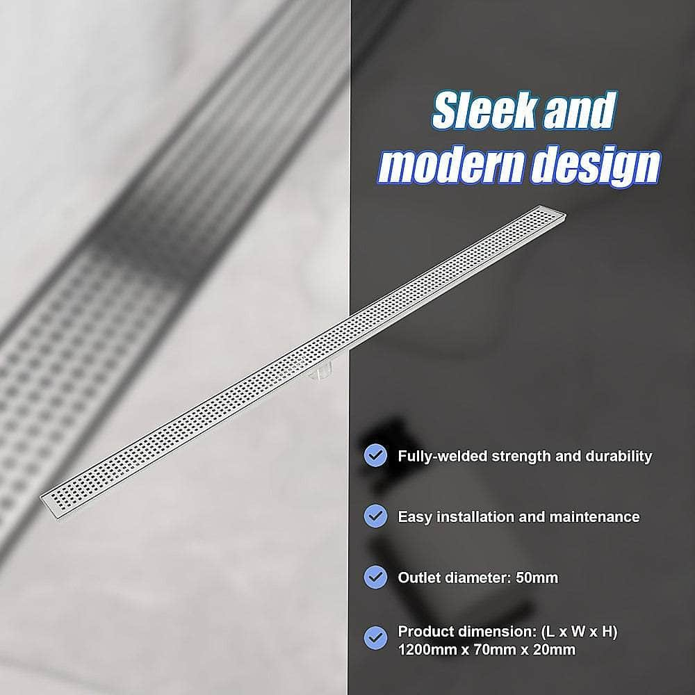 1200Mm Stainless Steel Grate Shower Drain Square Pattern