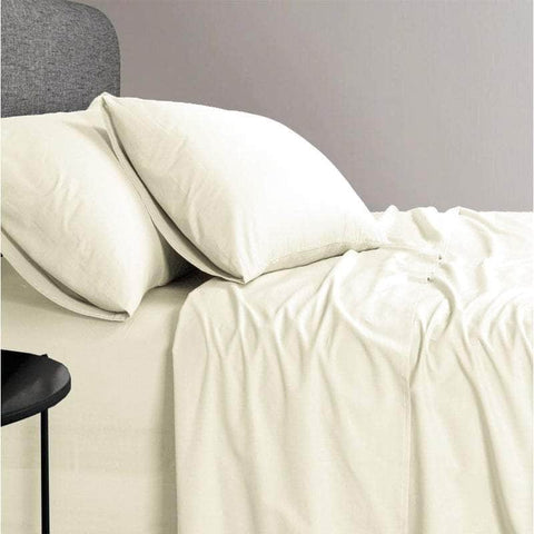 1200TC Organic Cotton Single Sheet Sets Cream