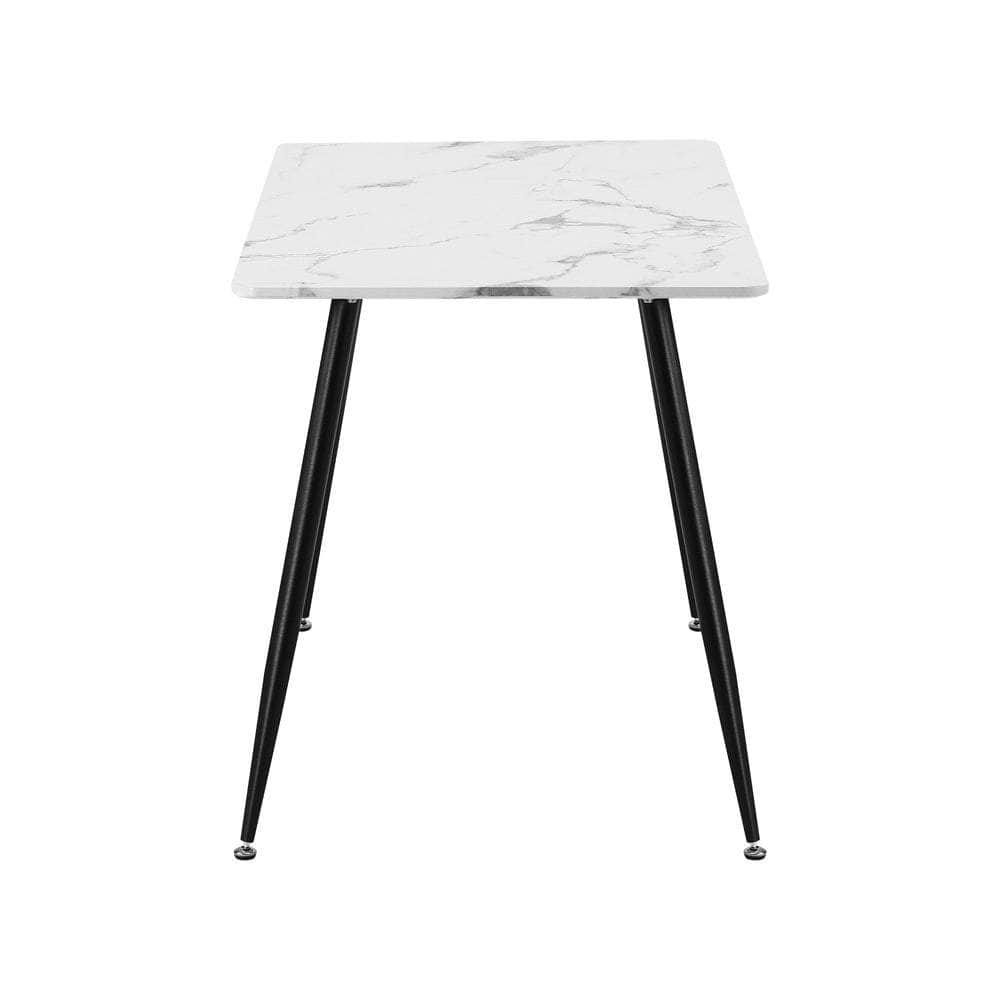 120cm Dining Table Rectangle Wooden Table With Marble Effect Metal Legs