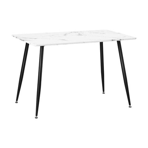 120cm Dining Table Rectangle Wooden Table With Marble Effect Metal Legs