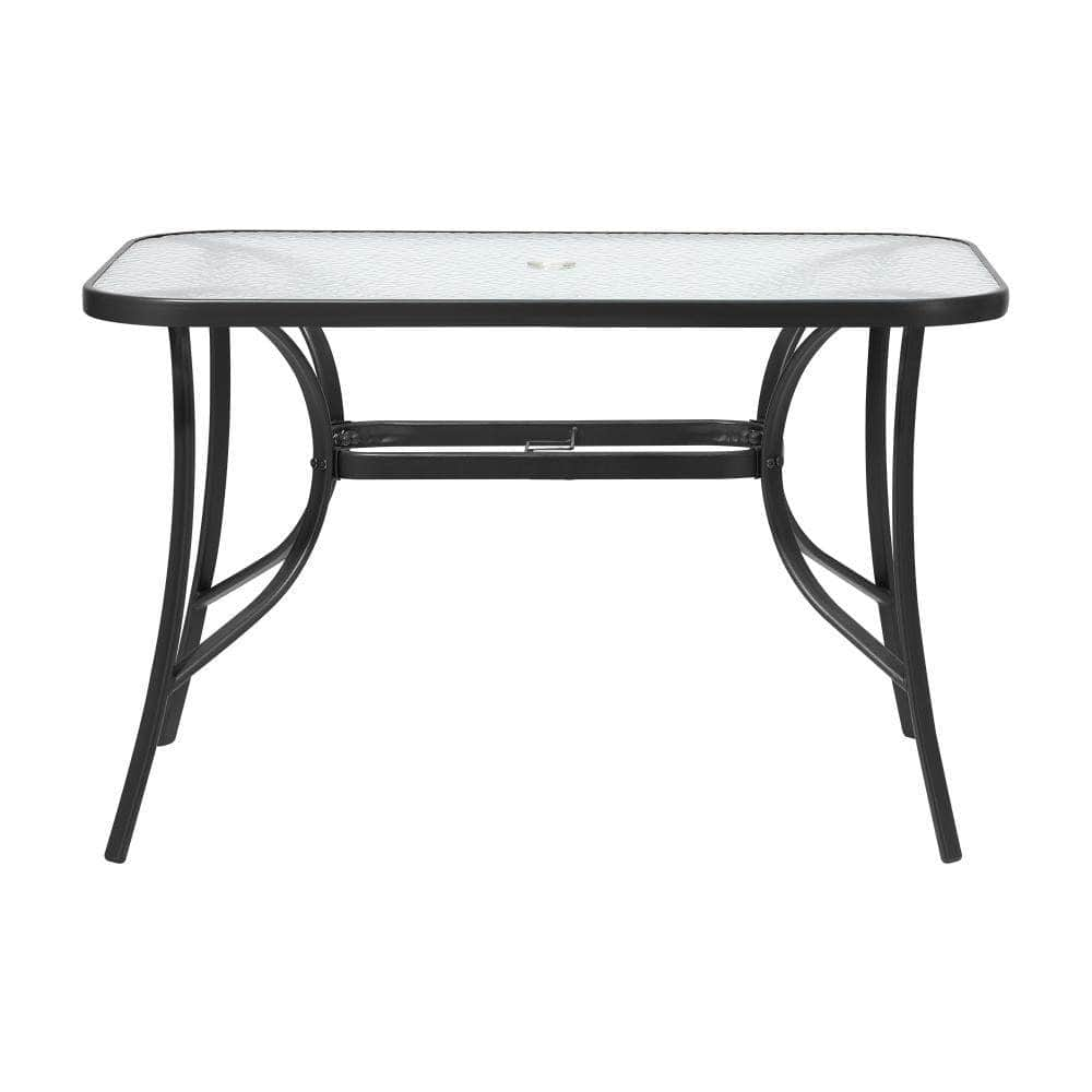 120cm Outdoor Dining Glass Table Rectangle Patio Furniture Lounge