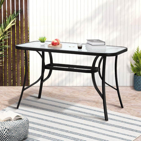 120cm Outdoor Dining Glass Table Rectangle Patio Furniture Lounge