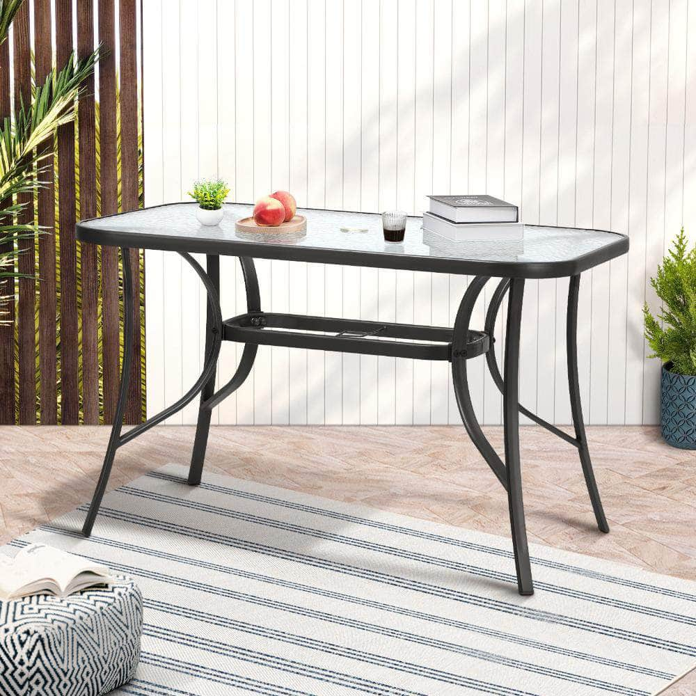 120cm Outdoor Dining Glass Table Rectangle Patio Furniture Lounge