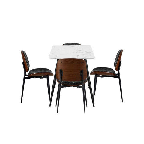 120cm Rectangle Dining Table with 4/6PCS Chairs PU Black/Walnut