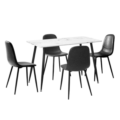 120cm Rectangle Dining Table with 4PCS/6PCS Chairs PU Grey