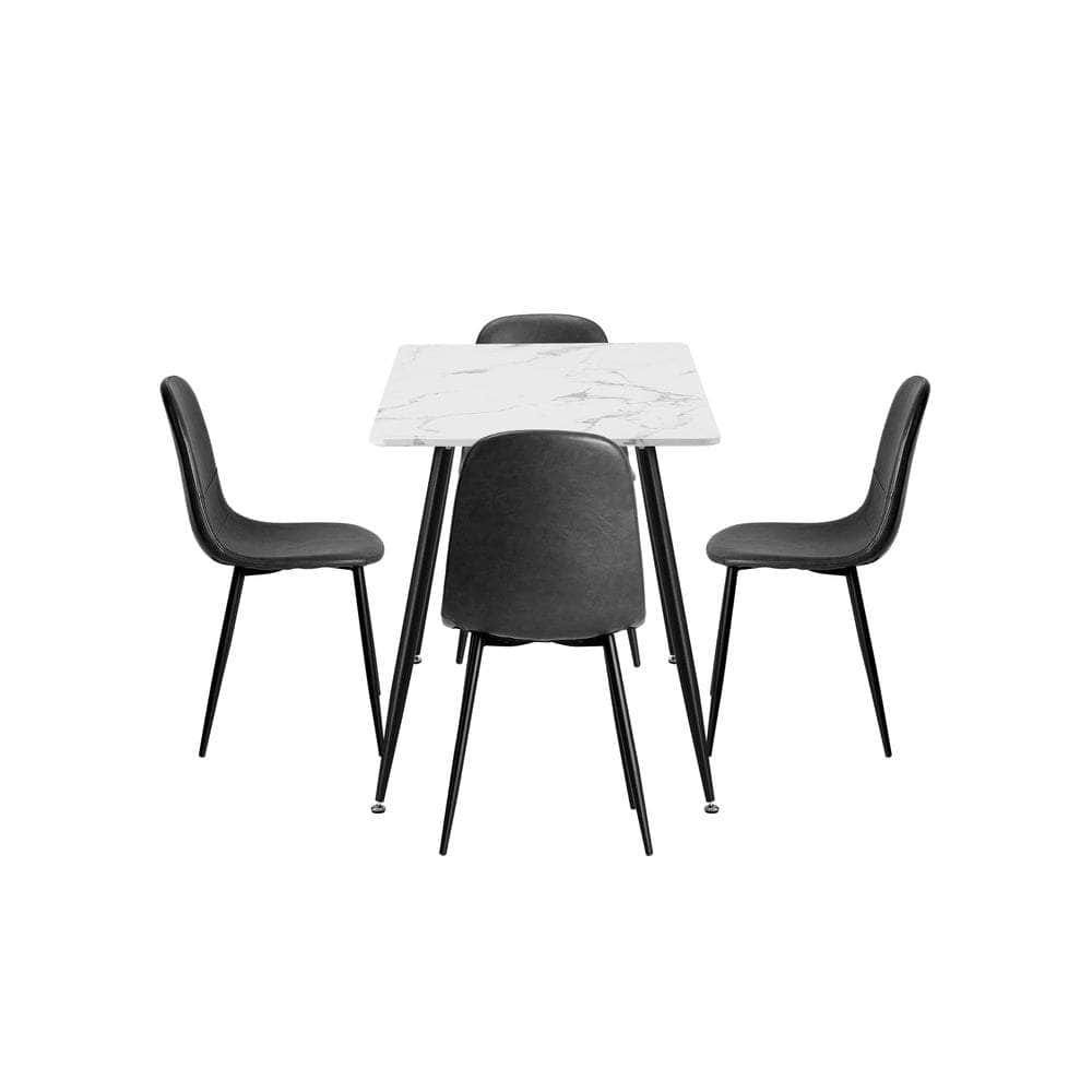 120cm Rectangle Dining Table with 4PCS/6PCS Chairs PU Grey