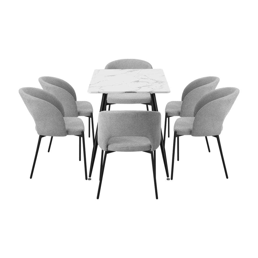 120cm Rectangle Dining Table with 4PCS Chairs Fabric Grey