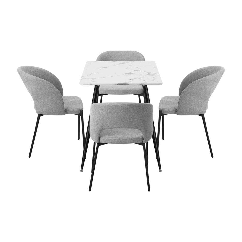 120cm Rectangle Dining Table with 4PCS Chairs Fabric Grey