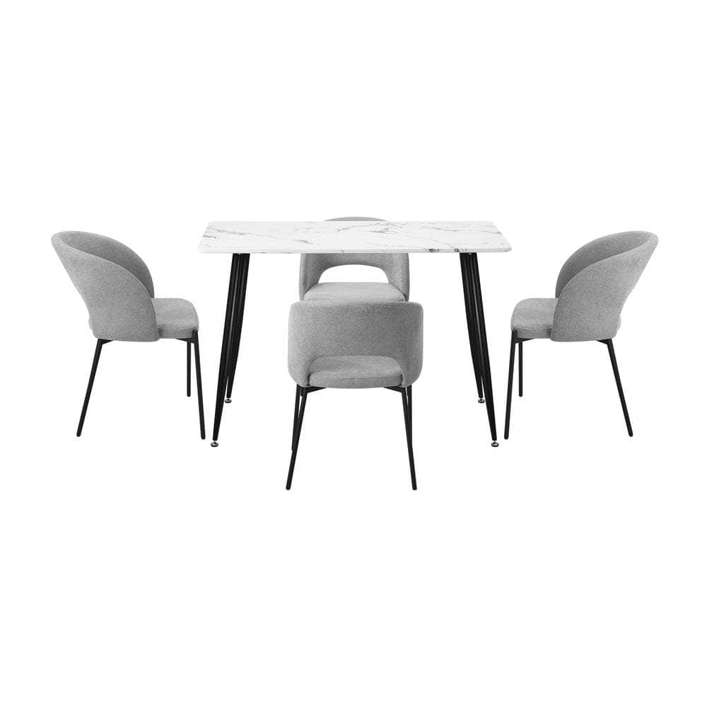 120cm Rectangle Dining Table with 4PCS Chairs Fabric Grey