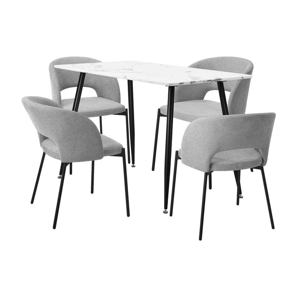 120cm Rectangle Dining Table with 4PCS Chairs Fabric Grey