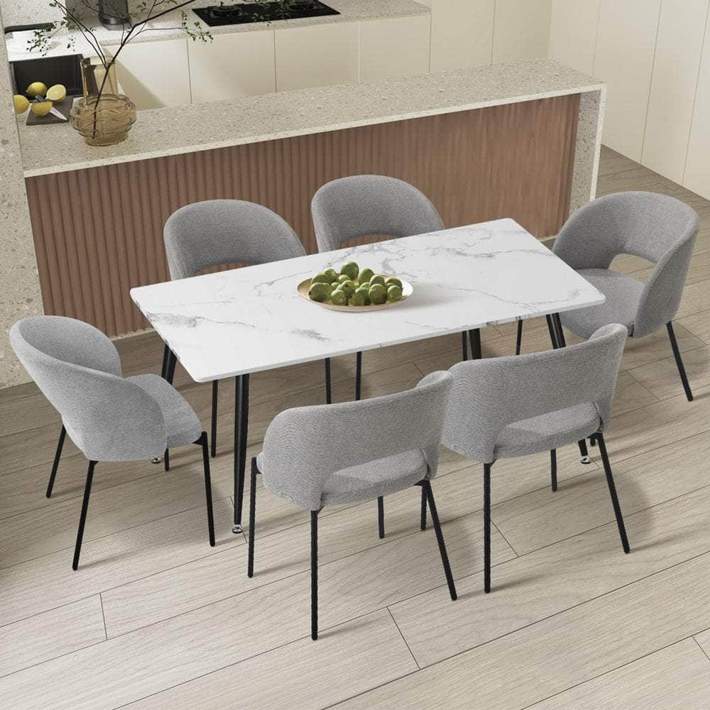 120cm Rectangle Dining Table with 4PCS Chairs Fabric Grey