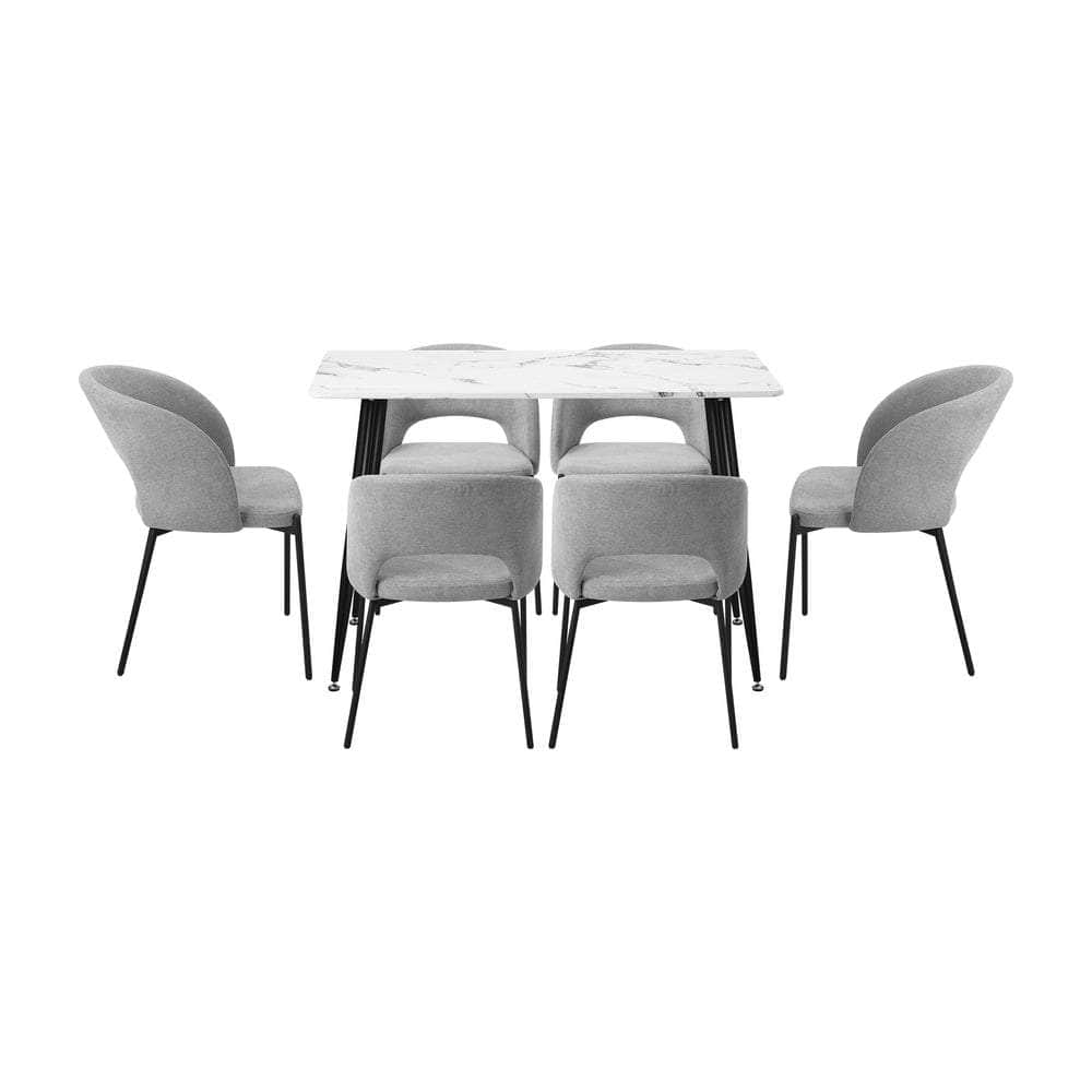 120cm Rectangle Dining Table with 4PCS Chairs Fabric Grey