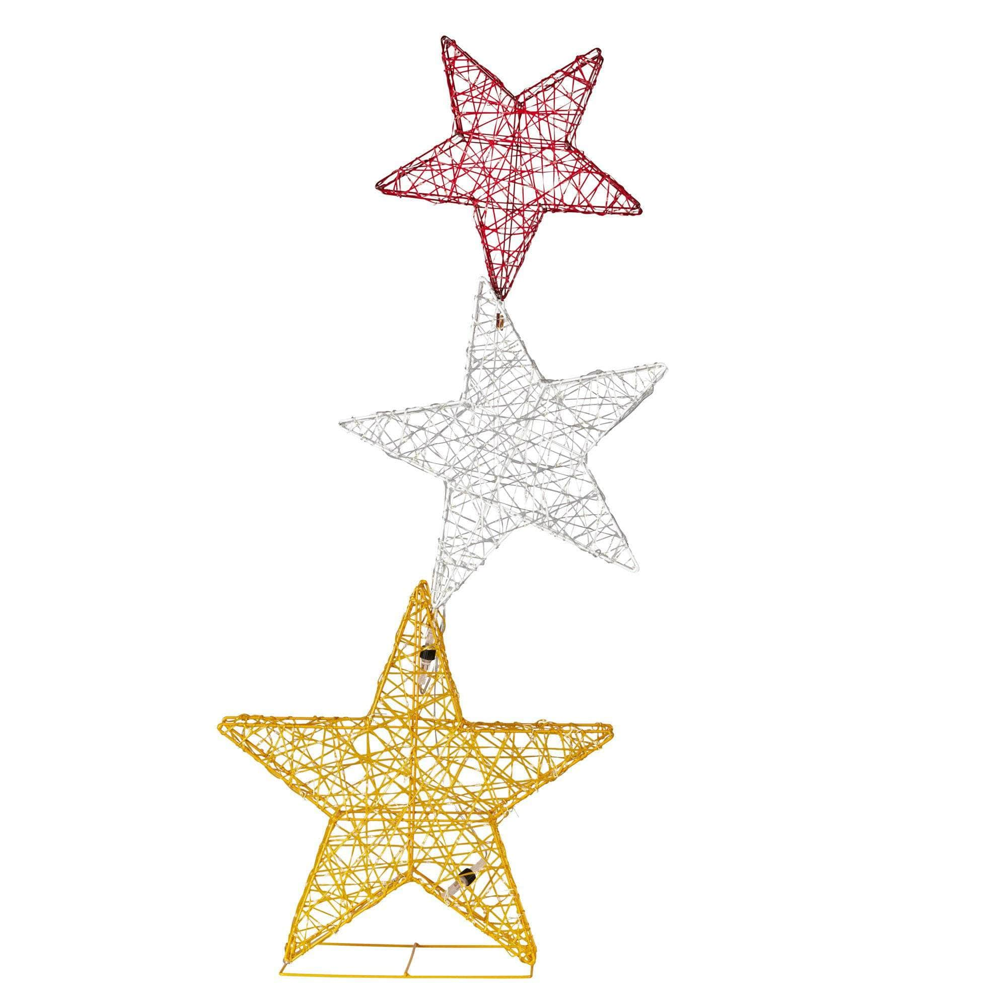 120cm Triple Star Christmas Display with Lights