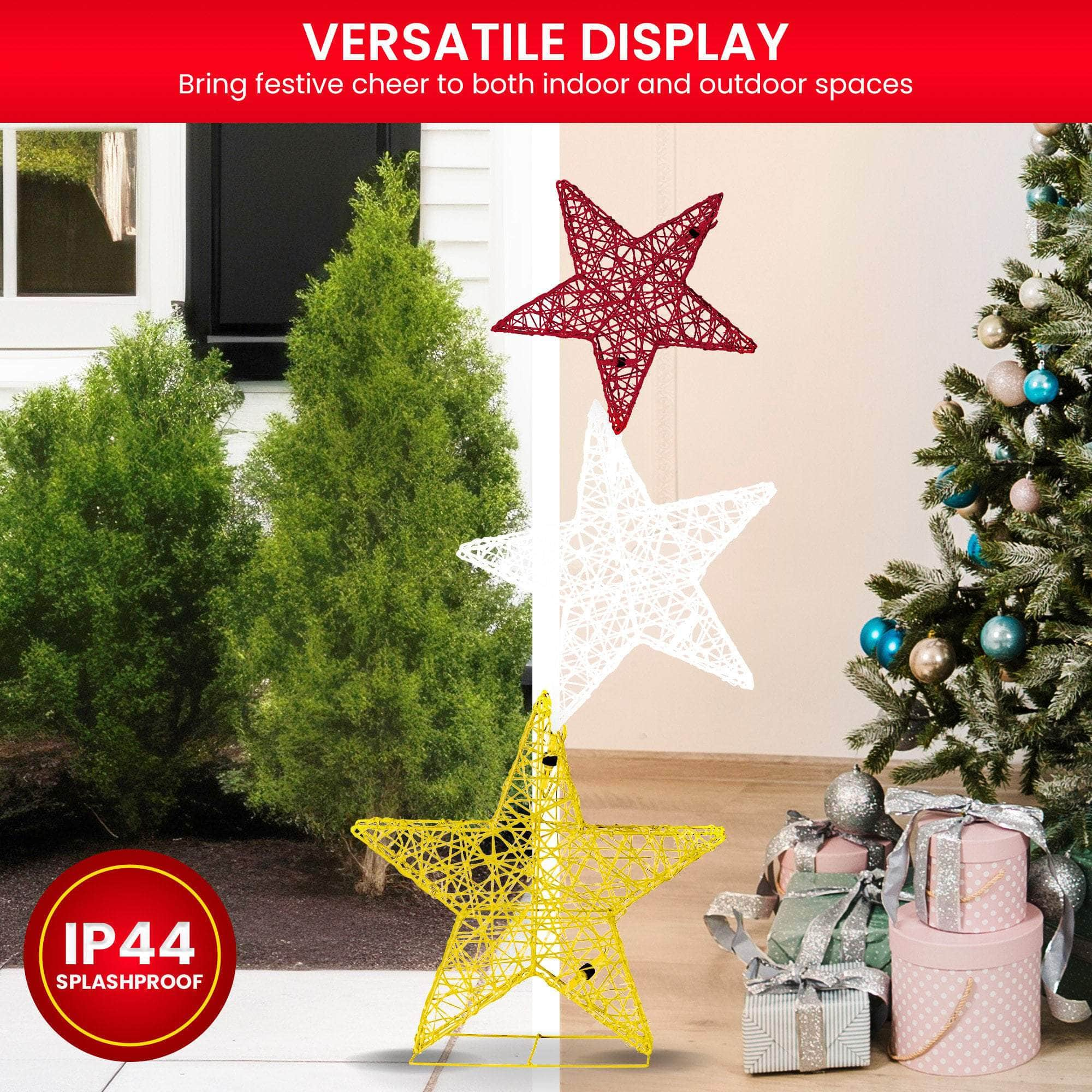 120cm Triple Star Christmas Display with Lights