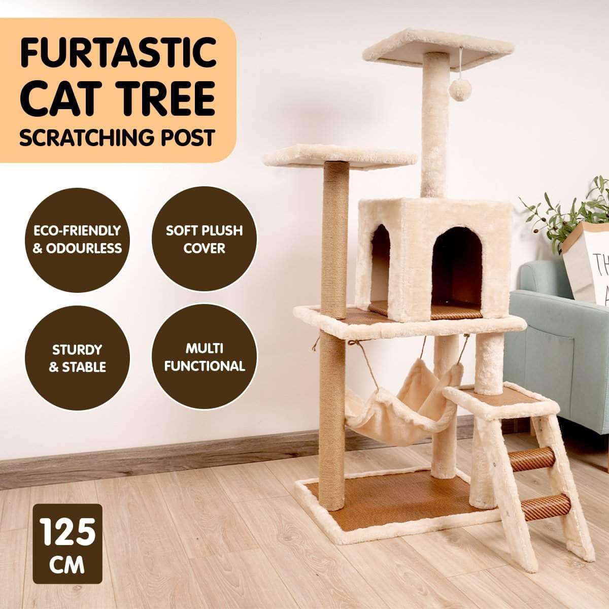 125cm Cat Tree Scratching Post - Beige