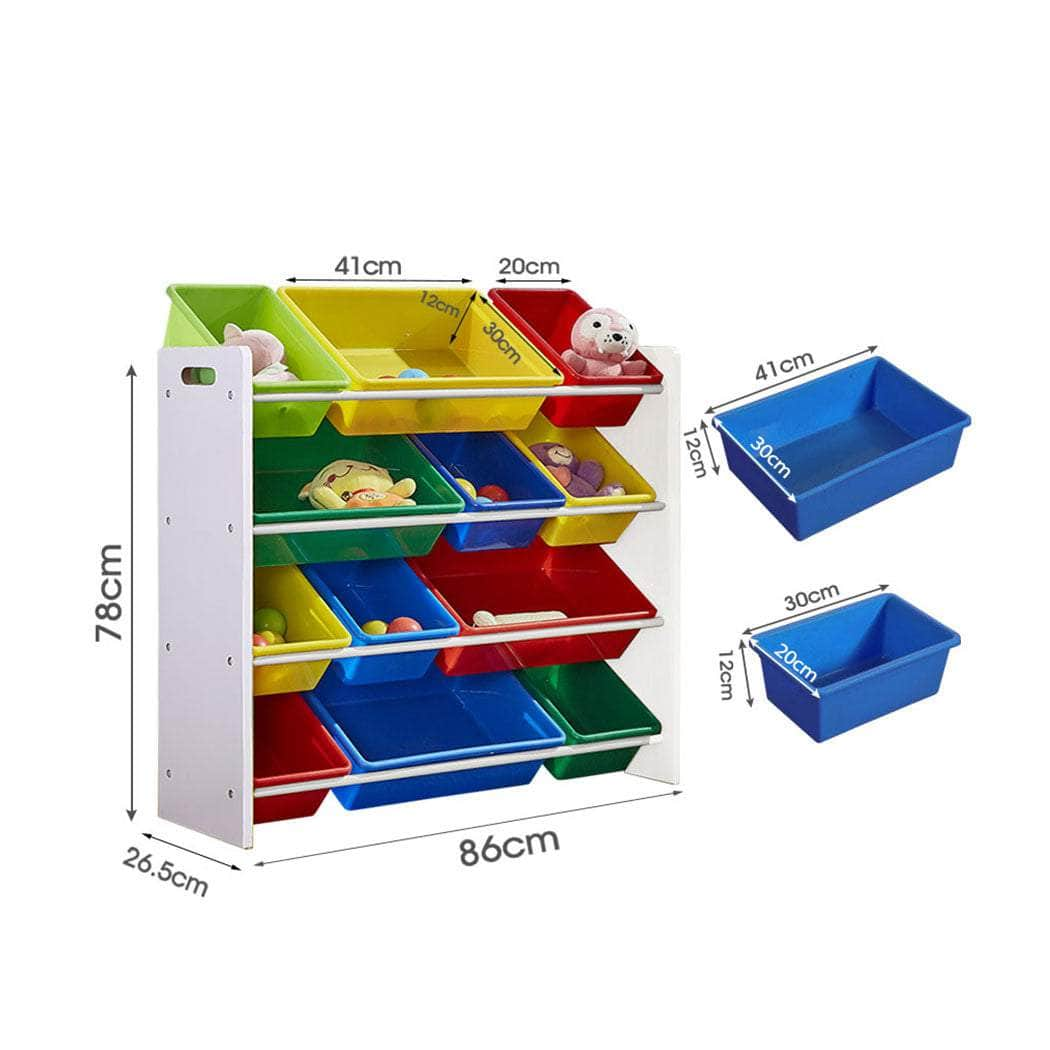 12Bins Kids Toy Box Shelf Storage Rack Drawer