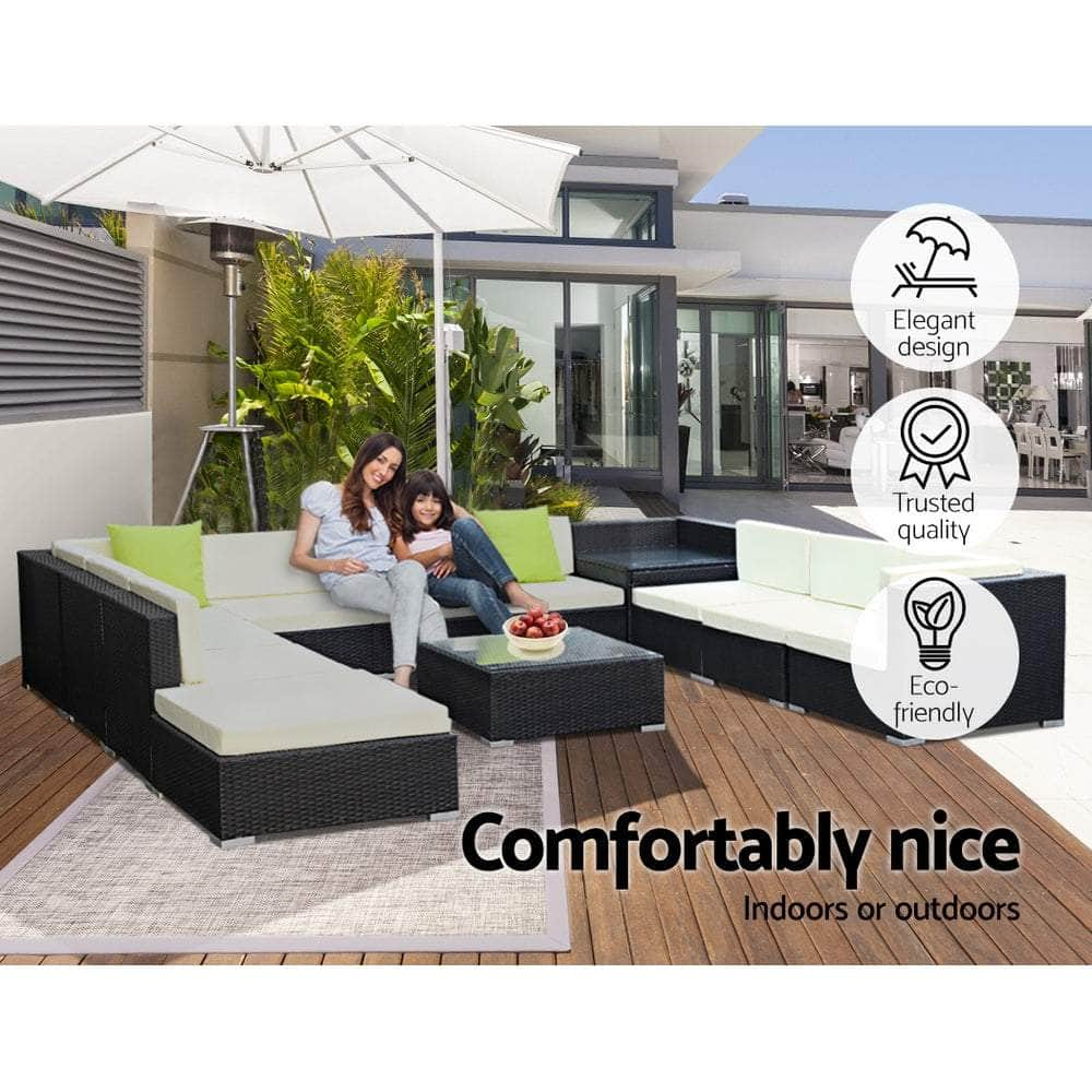 12PC Sofa Set with Storage Cover Outdoor Furniture Wicker