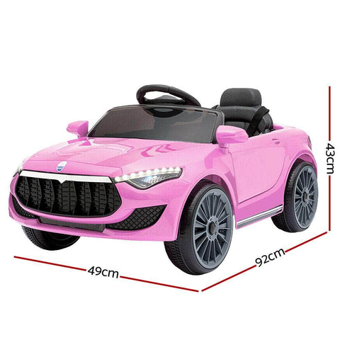 12V Pink Kids Electric Ride-On Car with Headlight & Music